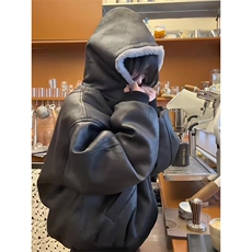 现货高品质美式高街冬季重磅座山雕大毛毛领pu皮棉衣男女加厚外套，男装皮衣，电商A486