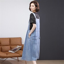 2022夏季新款时尚气质宽松显瘦休闲舒适背带牛仔裙，女装连衣裙，丽影随形