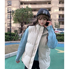 现货5W件冬季三防硬挺boxy短款立领棉衣马夹外套加厚马甲保暖棉服，男装棉衣，电商A443
