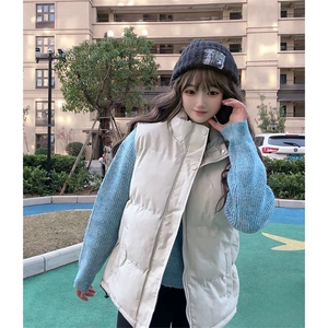 现货5W件冬季三防硬挺boxy短款立领棉衣马夹外套加厚马甲保暖棉服,男装棉衣,电商A443