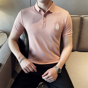 2023夏季新款 修身短袖POLO衫 韩版时尚印花T恤男D8807-p55控85图片