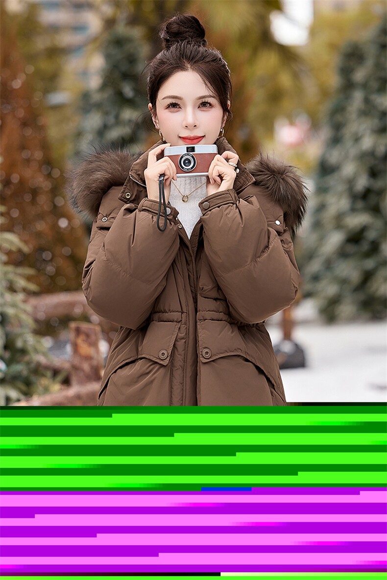 现货真貉子毛中长款羽绒服女2024新款冬季收腰显瘦时尚小个子外套,商品下架区,韩然一族