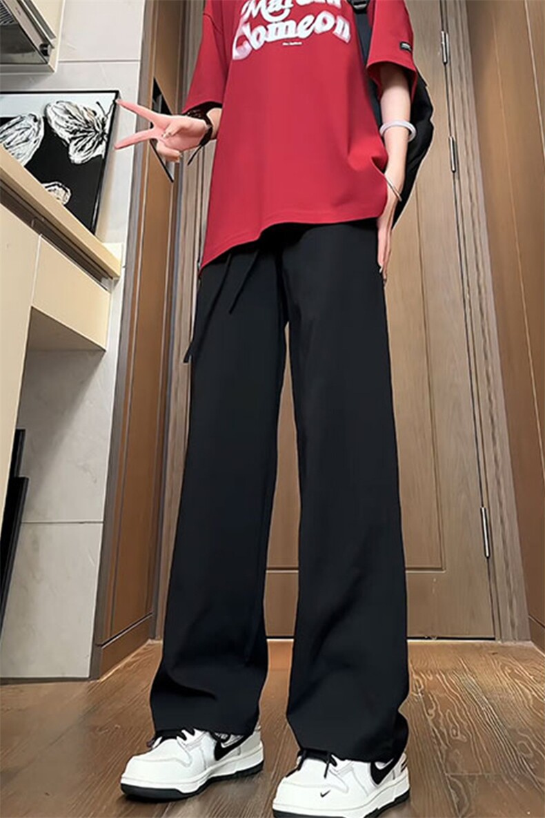 泡泡纱速干裤子男夏季薄款美式高街阔腿裤凉感透气宽松显瘦空调裤,男装休闲裤,电商B371