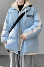 棉服男冬季新款港风宽松假两件连帽棉衣MF8587-特P78，男装棉衣，星座214-3
