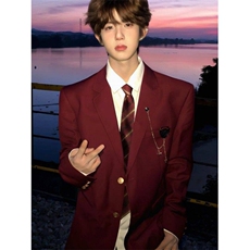 学院风dk制服红西服jk外套休闲痞帅毕业拍照校供西装班服XZ265，男装西服套装，星座1116A（原606A-3）
