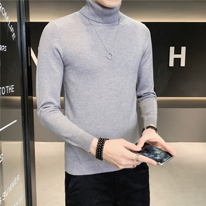 高领毛衣男冬季休闲青年男士两翻高领内搭长袖打底针织衫M603-p35图片