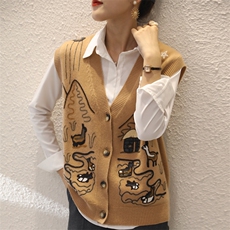 新款女装针织背心马甲无袖毛衣2024年秋季，女装马甲，德晨羊绒