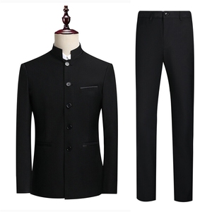 T2Z8613P125中式演出西服套装礼服男士青年立领中山装修身男服装图片