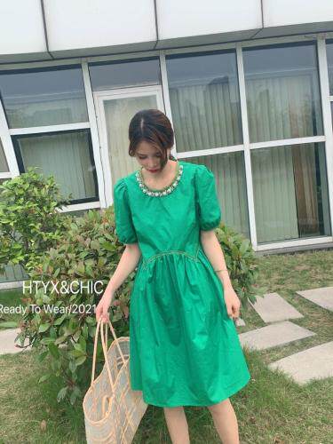 排单，珍珠项链素色娃娃裙，女装，HTYX(6F)