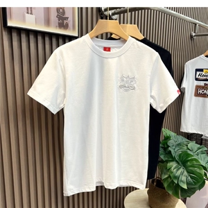 复古风醒狮刺绣短袖t恤男士2025夏季新款休闲半袖体恤青年打底衫图片