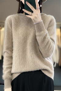连帽针织羊毛衫新款女装秋冬内搭加厚打底毛衣图片