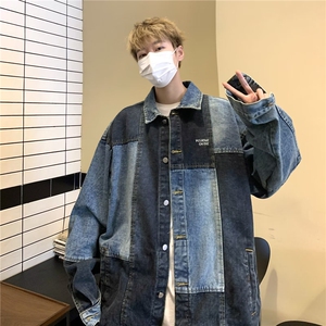 美式复古牛仔外套男春秋季港风宽松工装上衣潮牌ins水洗重磅夹克图片