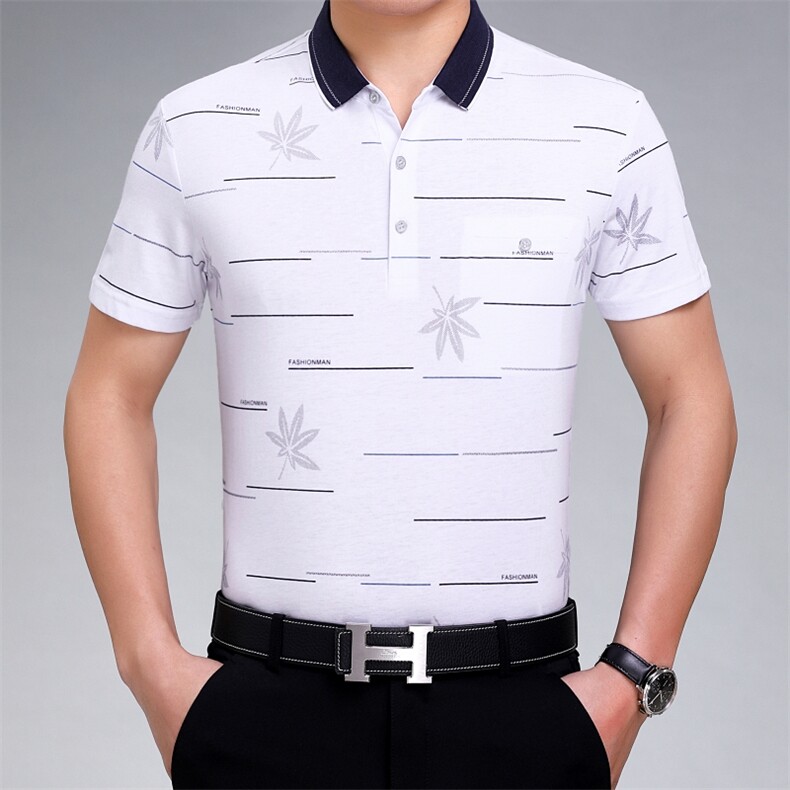 爸爸夏装短袖T恤中年男士上衣服薄中老年人男装POLO衫40-50岁图片