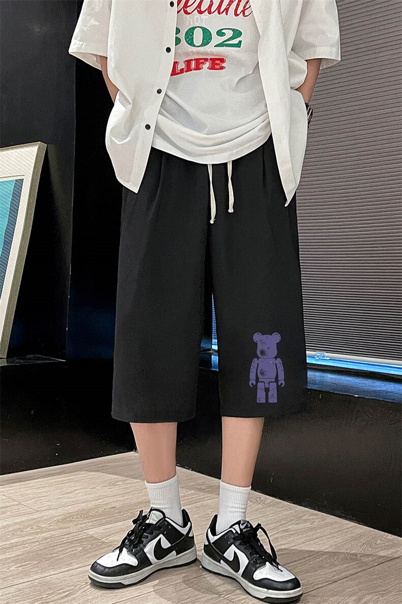 QK72242-P25冰丝七分裤男大码速干短裤男五分裤港风,男装休闲裤,电商A040