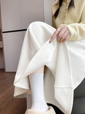 法式通勤松紧腰裙子醋酸羊毛毛呢大摆气质伞裙女秋冬新身裙，女装半身裙，云美莎专业女裤-全店现货