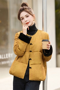 新中式复古国风羽绒服女2024冬季新款时尚气质拼接白鸭绒保暖外套图片