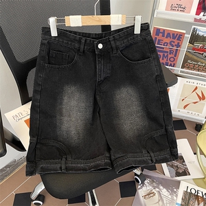 夏款男牛仔短裤渐变色裤脚大口袋宽松五分裤D6711 P45图片