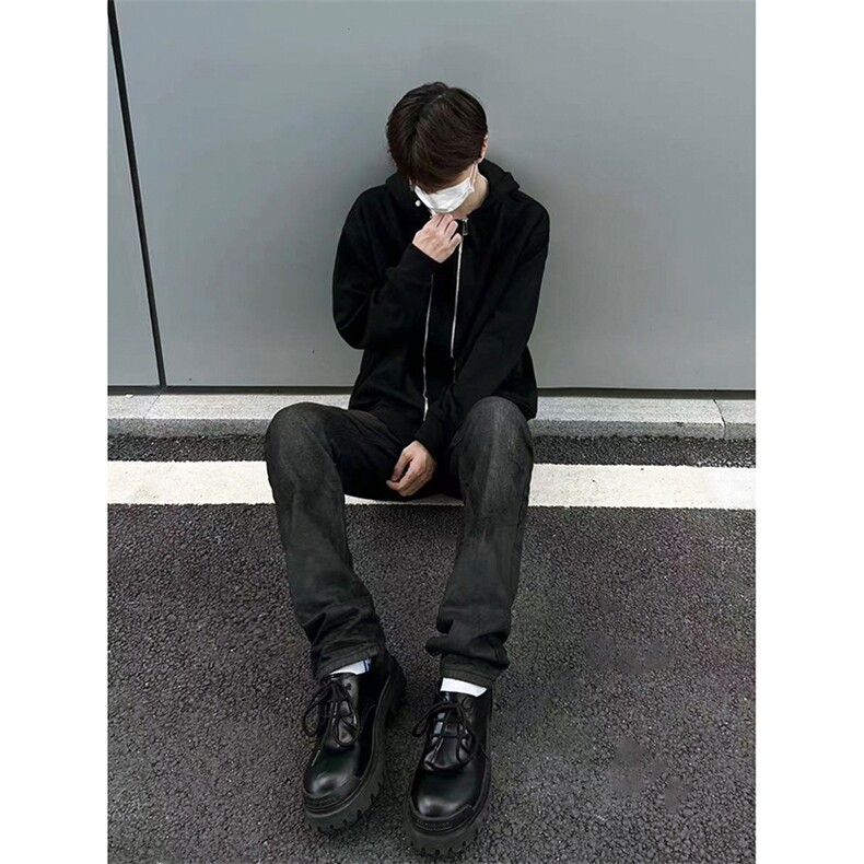 B221美式ins高街双拉链宽松开衫卫衣连帽外套SY2319-P95控128,男装卫衣,电商B221