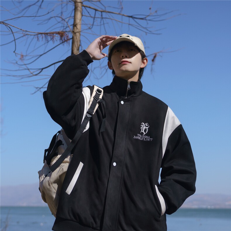 特P76控12824/秋季重磅鹿皮绒美式刺绣翻领夹克外套JK2309,男装夹克,电商B370