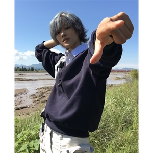 【现货】D2819-批55秋季翻领POLO衫男装宽松百搭潮牌休闲春秋上衣图片
