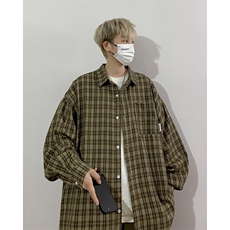 格子衬衫男韩版潮流长袖春季2024新款ins宽松日系外套CY608-P35，男装衬衫，星座412-3