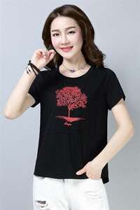 妈妈短袖t恤女 新款2025夏装百搭半袖体恤小衫中老年纯棉休闲上衣图片