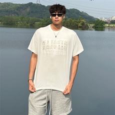 万针全刺绣工艺抖音得物高品质260克重磅纯棉双纱美式高街短袖T恤，男装T恤，电商A486