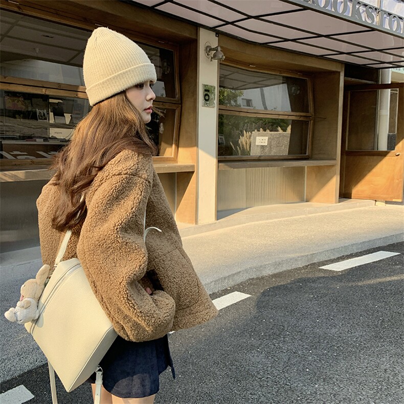 2024年冬季新款双面穿仿羊羔毛外套女0153,女装羊羔毛/颗粒绒,秋水欣儿