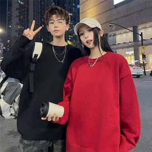 1506-1/MYM881高质量鹿毛绒/P44复古纯色百搭圆领毛衣打底衫男女图片