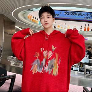 高品秋冬季连帽毛衣男复古慵懒风针织衫毛衣外套MYL3314-P65控88图片