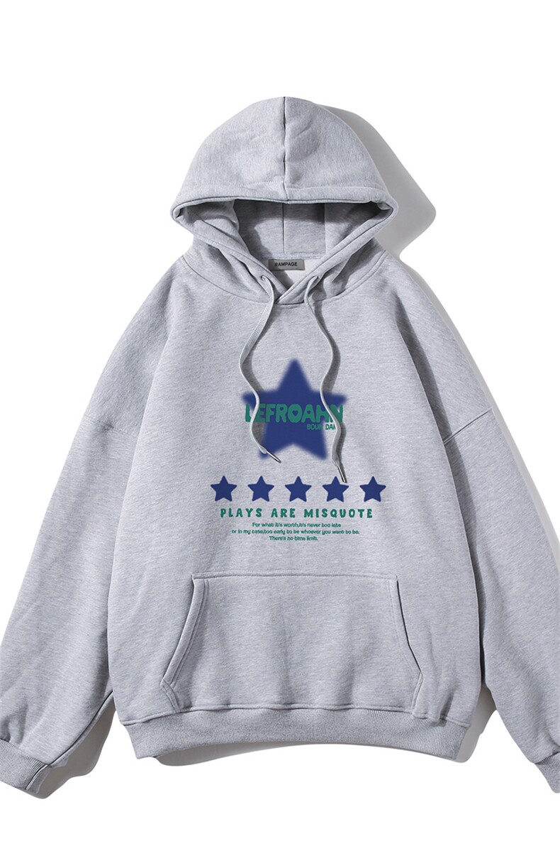 白底23新款秋季时尚百搭美式复古印花连帽套头外套W372P40控58,女装短外套,电商A247-1
