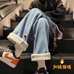 3冬季加绒加厚印花宽松直筒牛仔裤 N360 P40 加绒P50图片