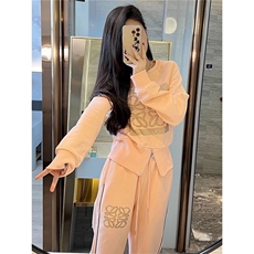 现货圆领烫钻卫衣时尚套装女秋冬季新款小众设计感气质两件套，男装休闲套装，星座1210-1