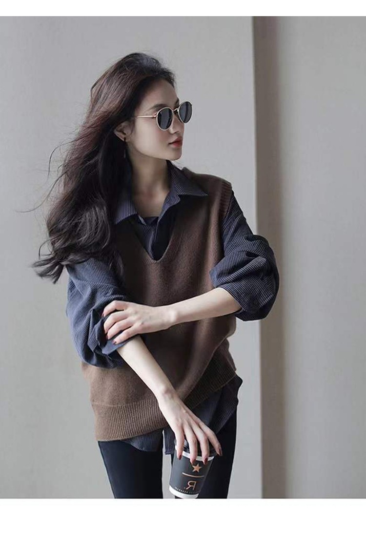 时尚百搭女士V领马甲包芯纱材质简约舒适秋冬,女装马甲,洁纯羊绒
