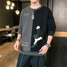 男士秋季长袖t恤男2021新款秋装潮流卫衣宽松上衣服男DS982T，男装卫衣，电商A102