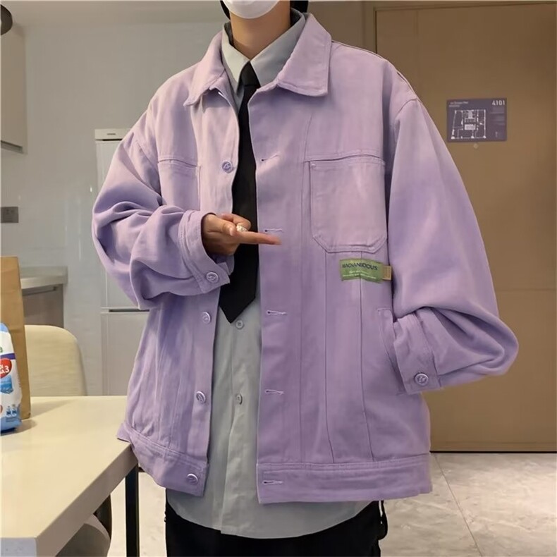 日系复古渐变牛仔外套男女秋季港风潮做旧水洗情侣夹克W3563-P66，男装大码男装，星座412-2