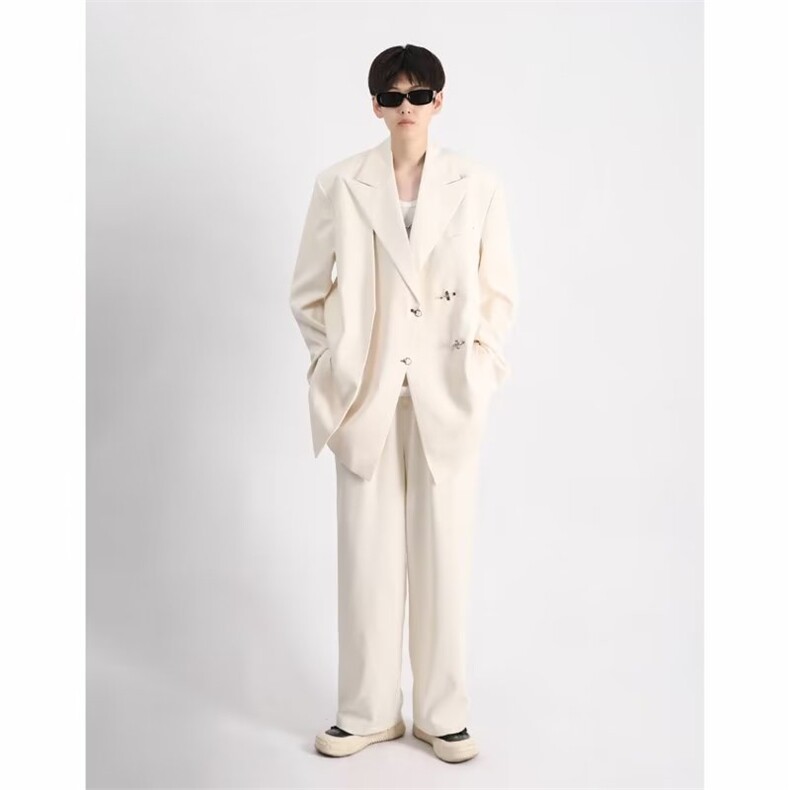 暗黑小众ins金属纽扣设计垫肩西服外套带垫肩WF71P75,男装西服,星座1116-2