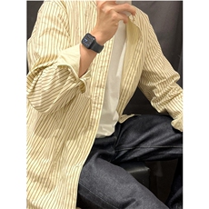 日系复古工装刺绣条纹长袖衬衫春秋季宽松休闲衬衣C043，男装衬衫，星座1116A（原606A-3）