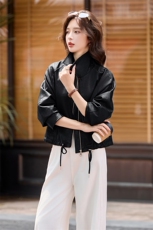海宁皮衣女仿真皮2025年新款仿绵羊皮高端机车皮夹克短款外套休闲，女装皮衣，江南女神
