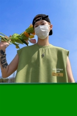 华夫格背心直播高品质重磅220克英文标印花HB7137-P25控38，男装背心/马甲，星座508（原C305）
