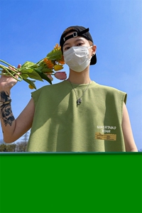 华夫格背心 直播高品质重磅220克 英文标印花HB7137-P25控38图片