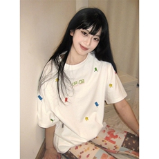 全刺绣纯棉短袖ZX0257-P35，男装T恤，星座313A(原308A-2)