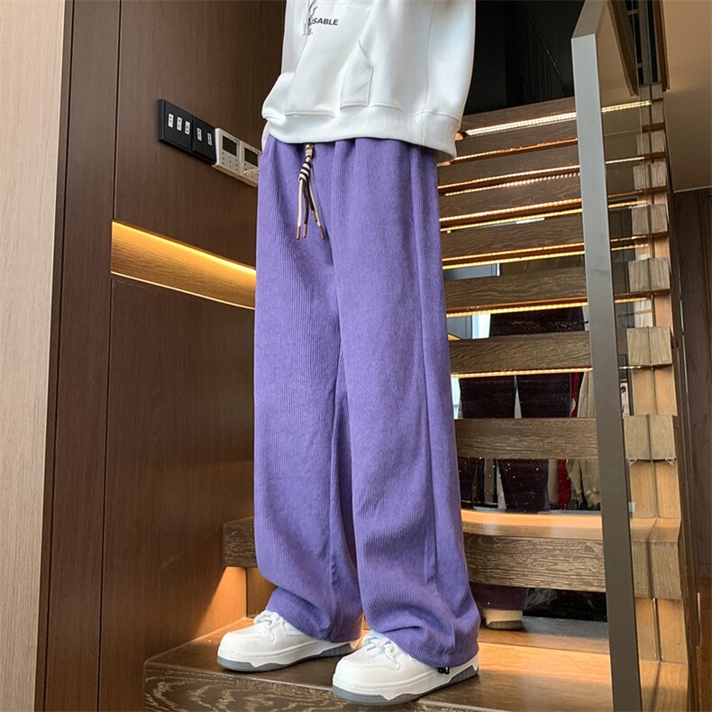 港风日系复古阔腿灯芯绒直筒运动休闲裤insXZ213-DK2005-P45控58,男装休闲裤,星座213