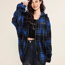 C300-P53格子连帽春夏季新款外套男生帅气初高中学生夹克，男装夹克，电商B323A