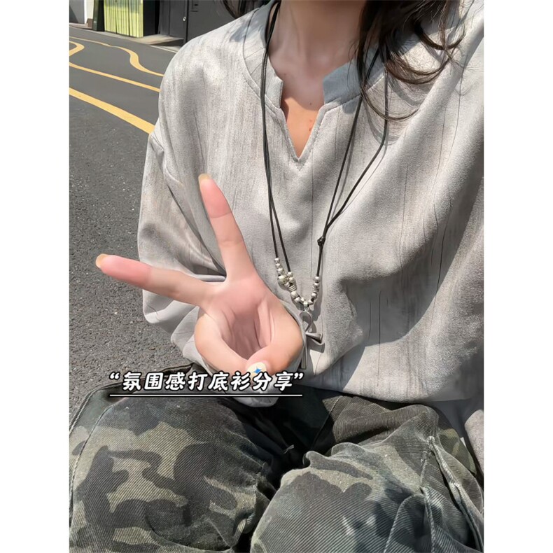 XZ809A/SYR27/P30/控48扎染麂皮绒V领长袖T恤卫衣,男装T恤,星座809A(原222-1)