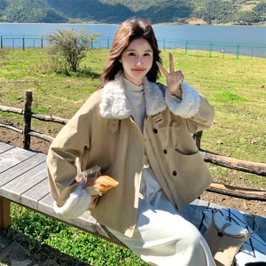 新款！羊羔毛拼接派克服羽绒服2C133-8993-P255-K378图片