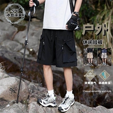 特批P25无差价夏季冰感冰丝拼接大口袋复古宽松五分短裤男DK5810，男装牛仔裤，电商A001