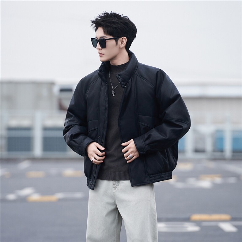 新标95绒男士羽绒服冬季2025新款皮夹克外套A313-859507-P295,男装夹克,电商A313
