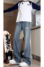 A178秋冬季新款美式破洞牛仔裤男直筒宽松7001P55限价68，男装牛仔裤，电商A178
