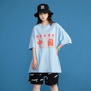 夏季爱印花中性风三色宽松T恤 A071-5502-P25（控38）图片